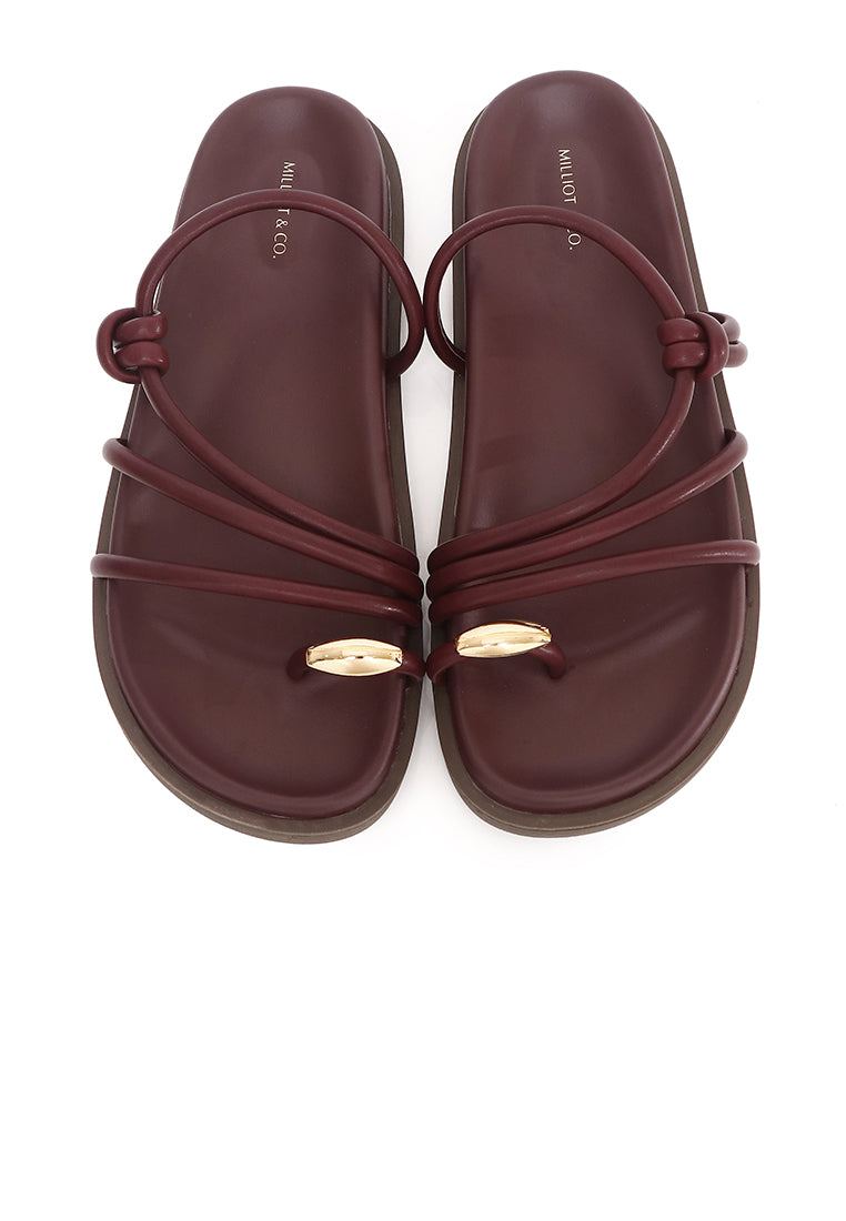 Lydia Strappy Toe Ring Sandals (Maroon)
