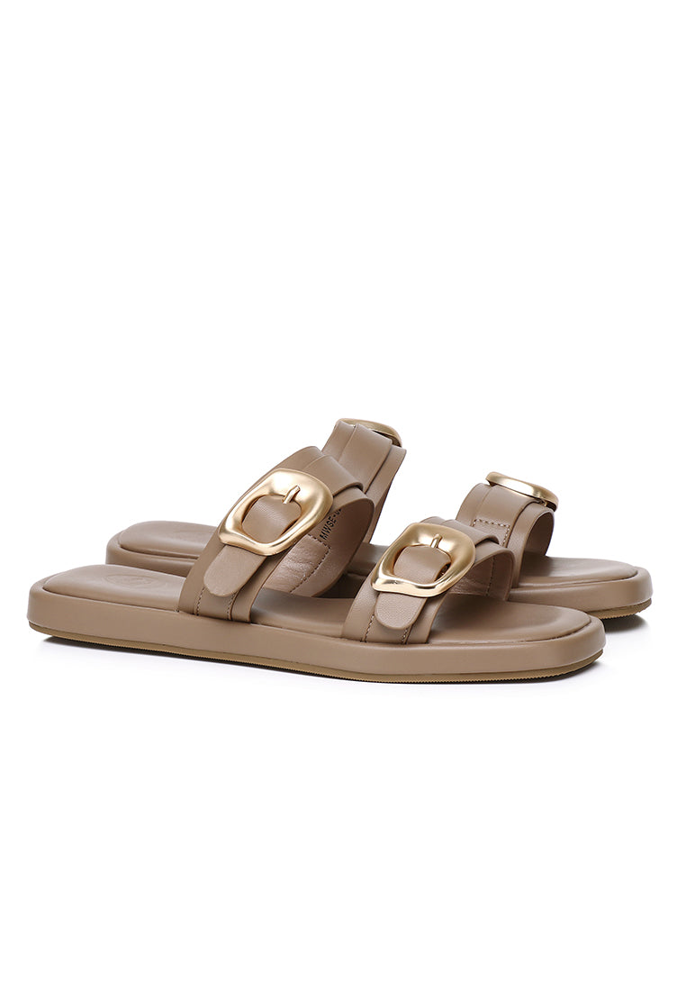 Samyan Buckled Strap Sandals (Brown)