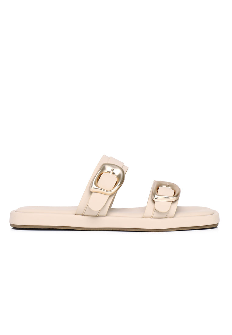 Samyan Buckled Strap Sandals (Beige)