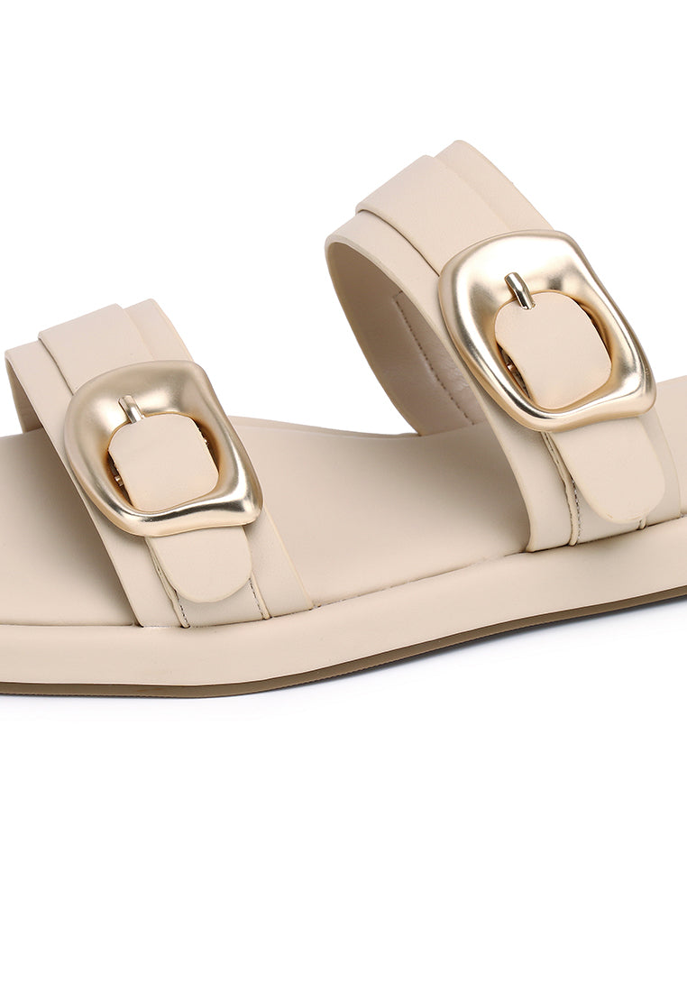 Samyan Buckled Strap Sandals (Beige)