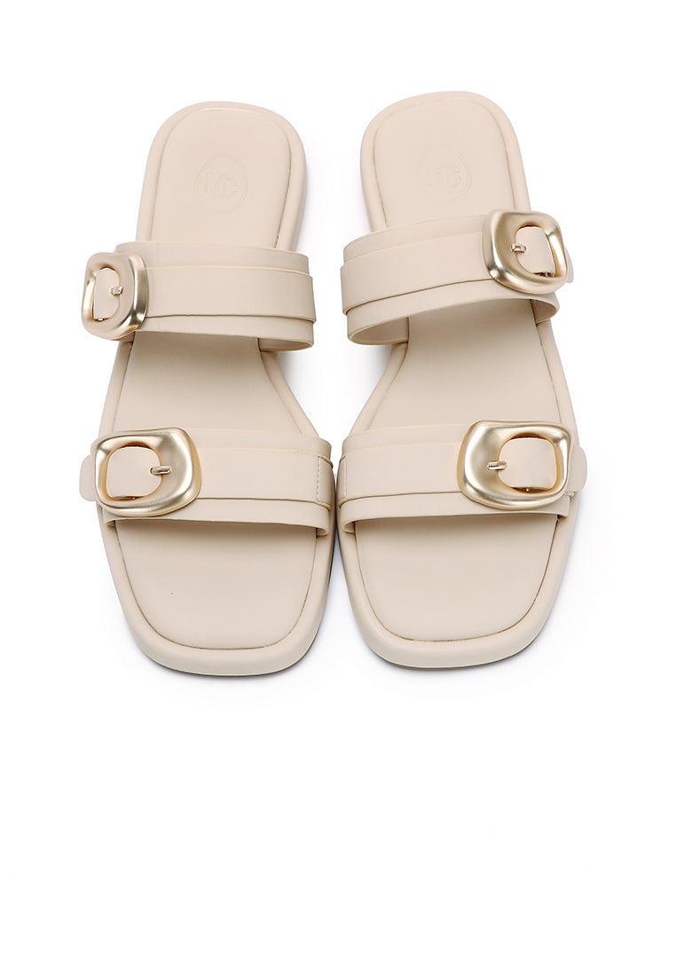 Samyan Buckled Strap Sandals (Beige)