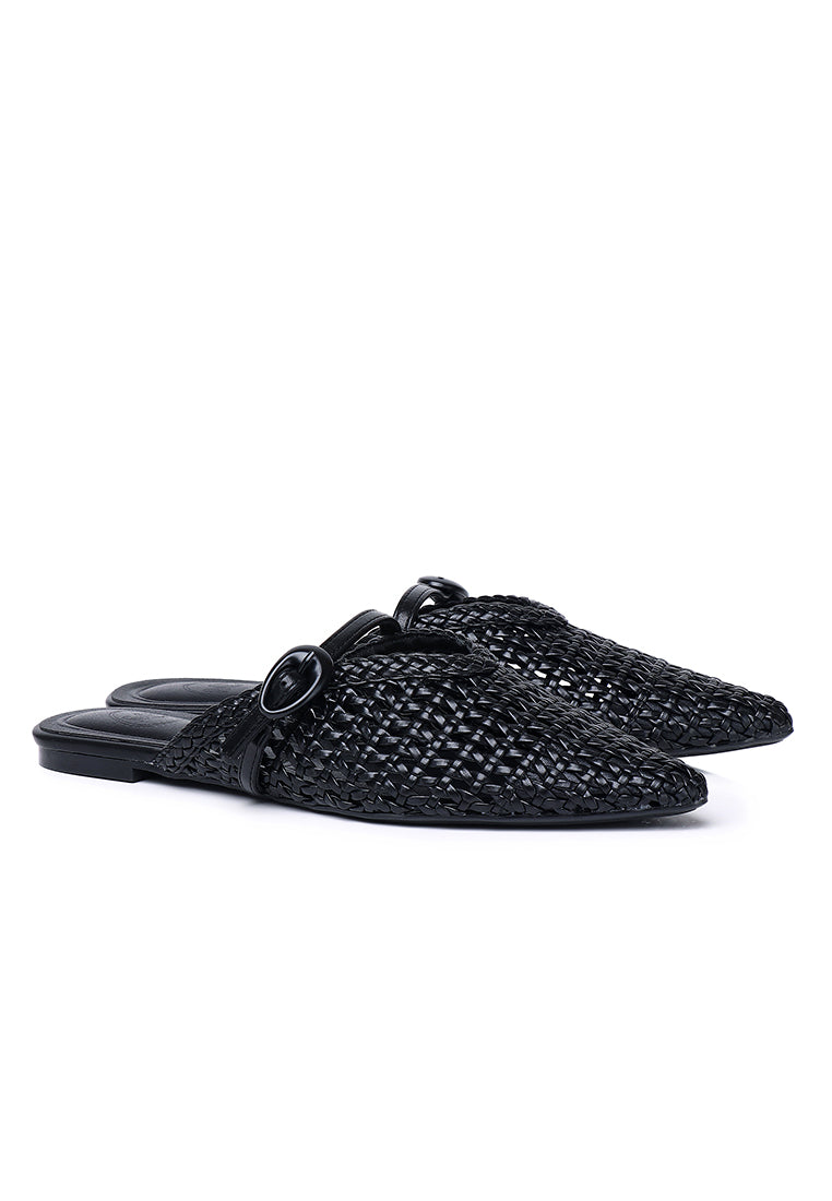 Siti Braided Slip On Sandals (Black)