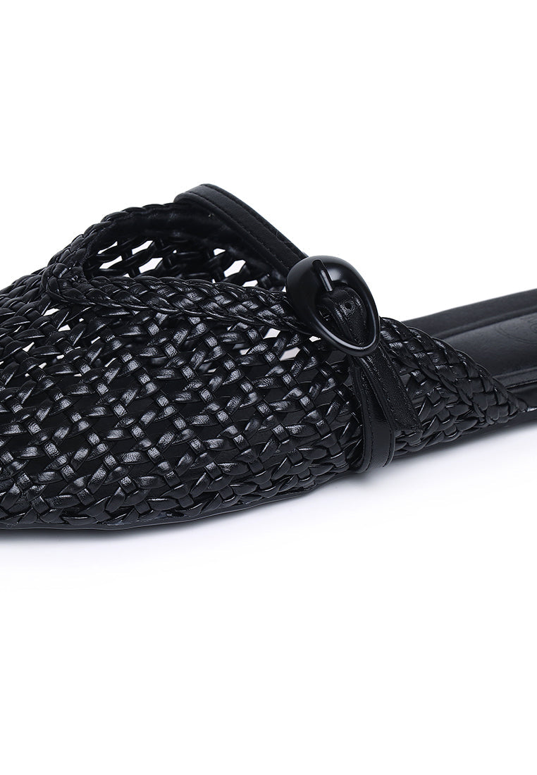 Siti Braided Slip On Sandals (Black)