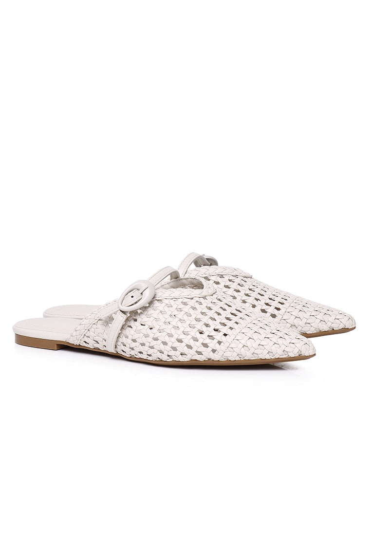 Siti Braided Slip On Sandals (White)