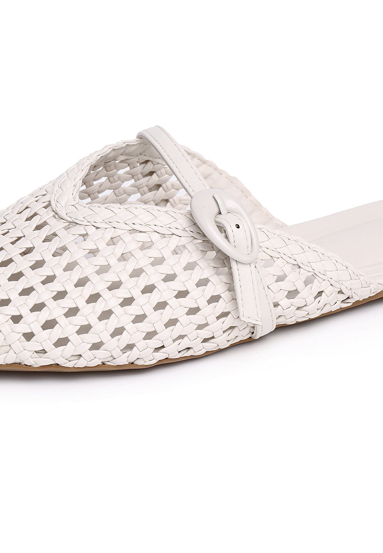 Siti Braided Slip On Sandals (White)
