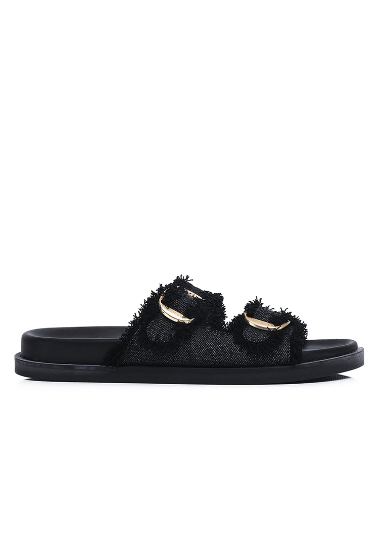 Suleika Buckled Strap Sandals (Black)