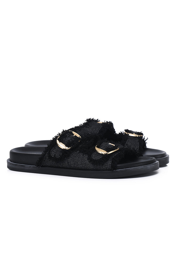 Suleika Buckled Strap Sandals (Black)