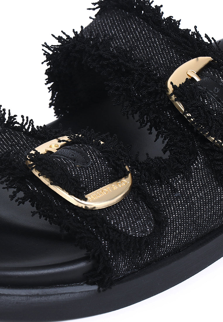 Suleika Buckled Strap Sandals (Black)