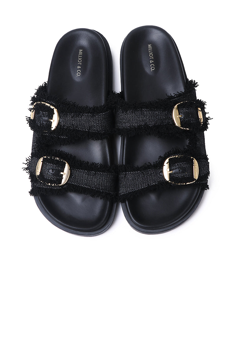 Suleika Buckled Strap Sandals (Black)