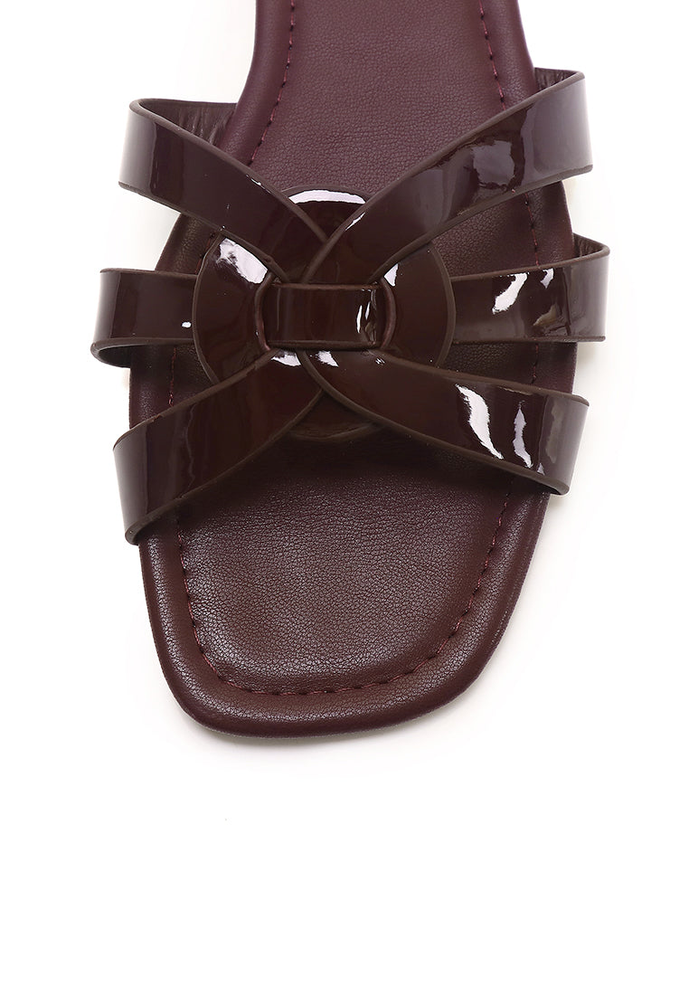 Patent Suvi Open Toe Sandals (Maroon)