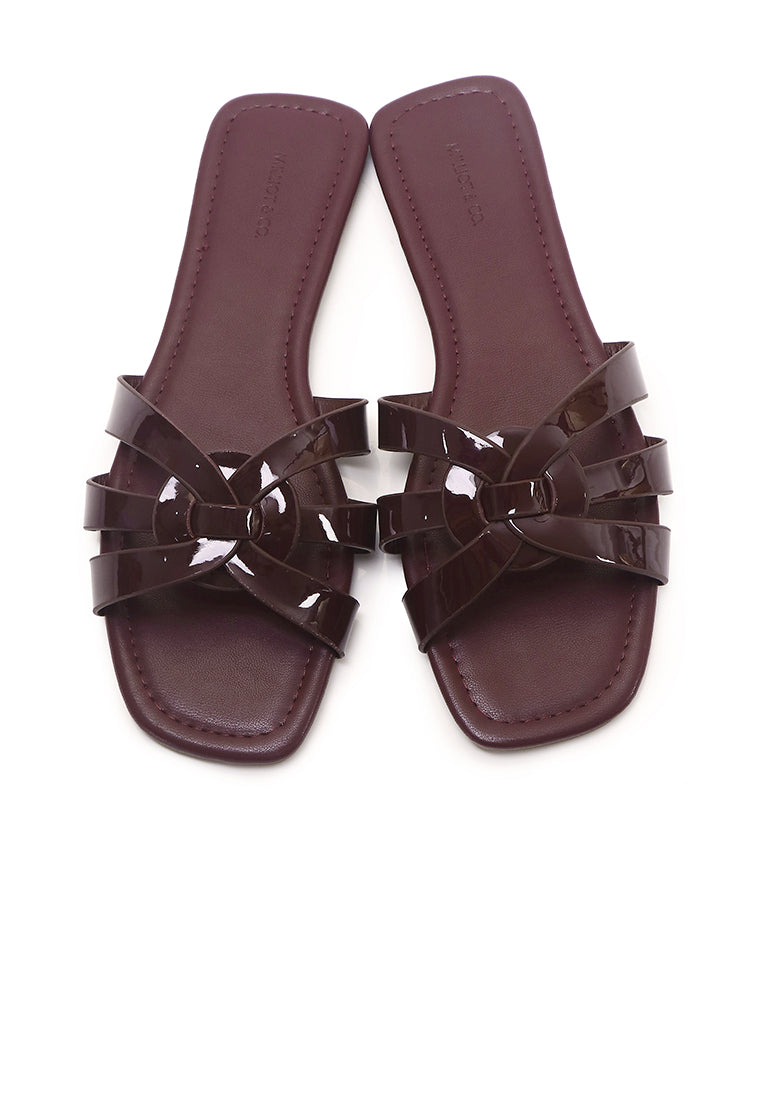 Patent Suvi Open Toe Sandals (Maroon)