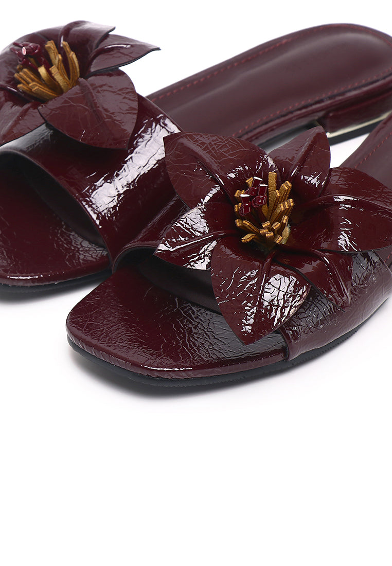 Rowan Floral Sandals (Burgundy)