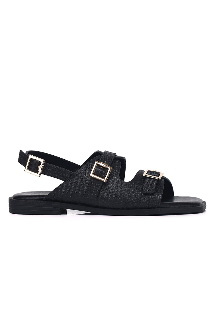 Amari Buckle Sandals (Black)