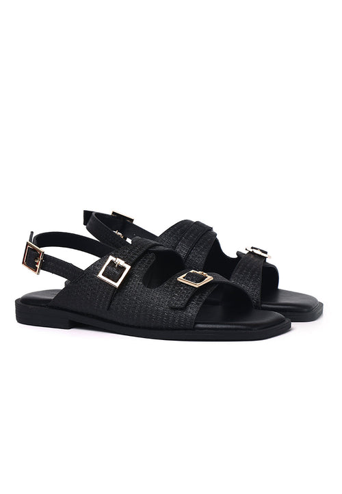 Amari Buckle Sandals (Black)