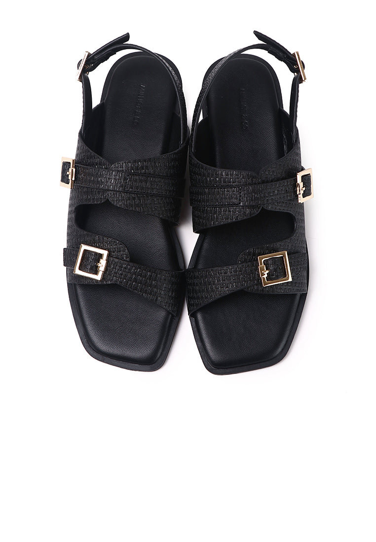 Amari Buckle Sandals (Black)