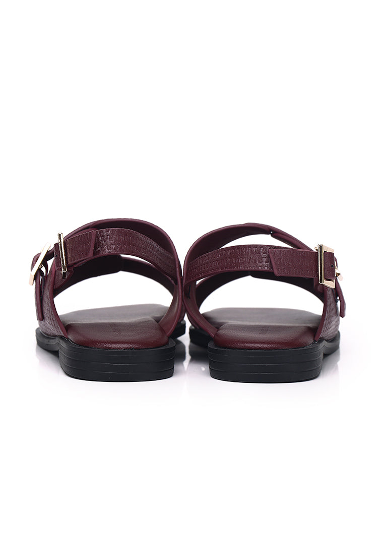 Amari Buckle Sandals (Maroon)