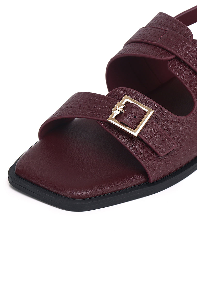 Amari Buckle Sandals (Maroon)