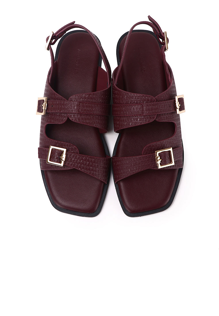 Amari Buckle Sandals (Maroon)