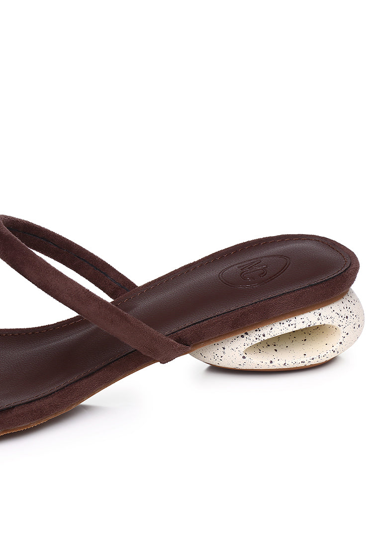 Sherry Strappy Oval Heels (Brown)