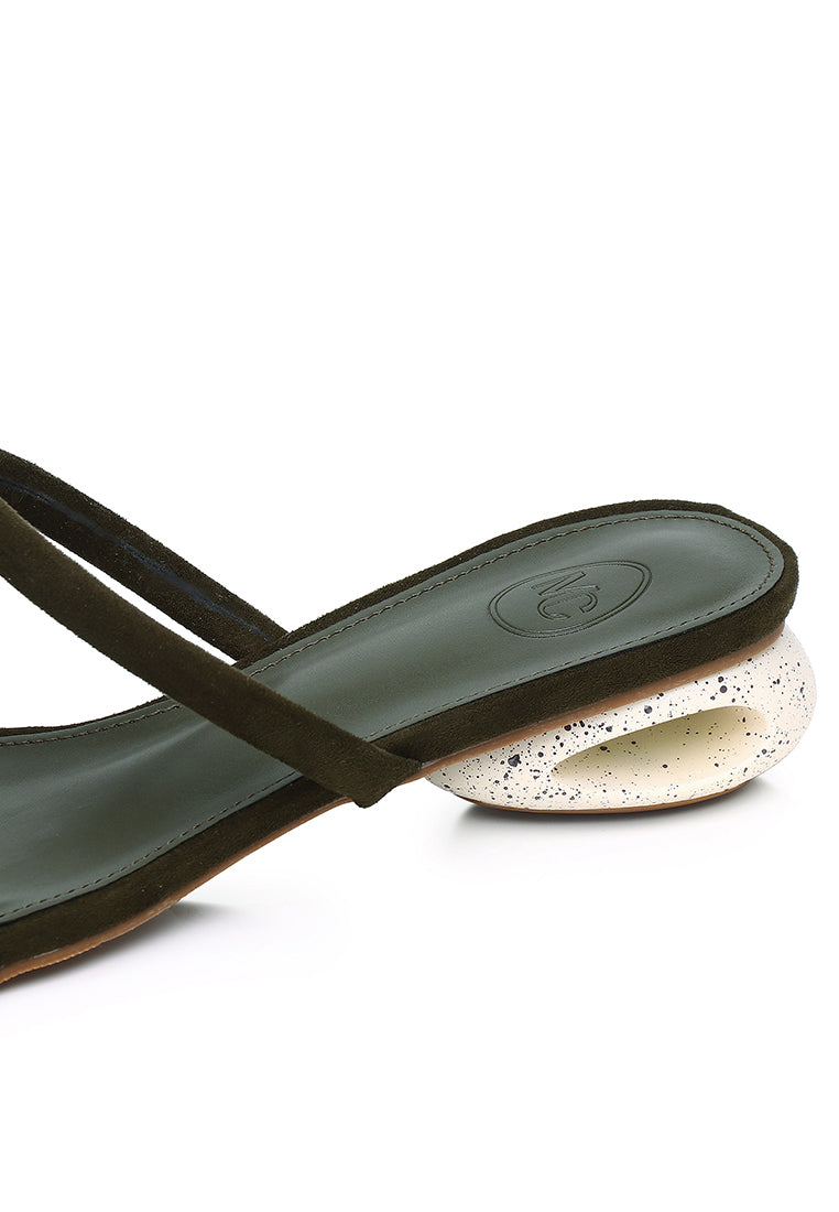 Sherry Strappy Oval Heels (Dark Olive Green)