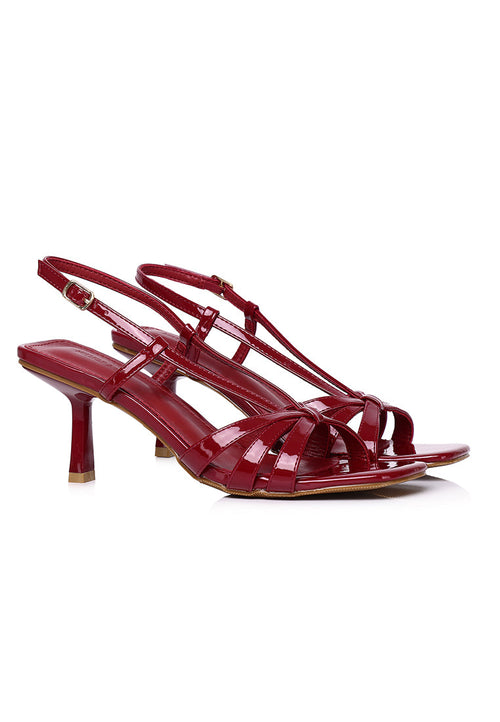 Aaliyah Patent Strappy Heels (Red)