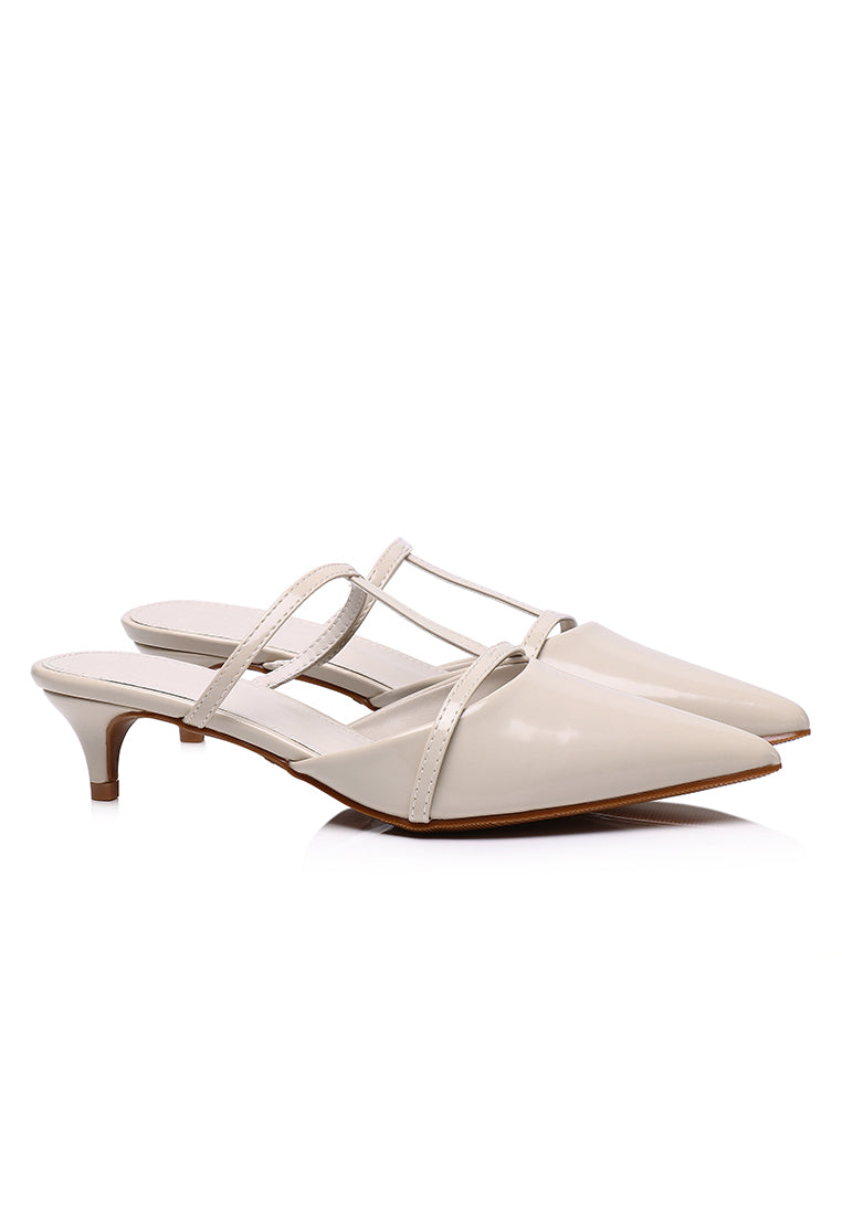 Allison Pointed Toe Kitten Heels (White)