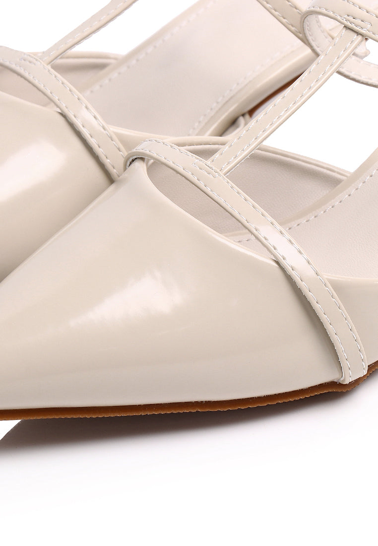 Allison Pointed Toe Kitten Heels (White)