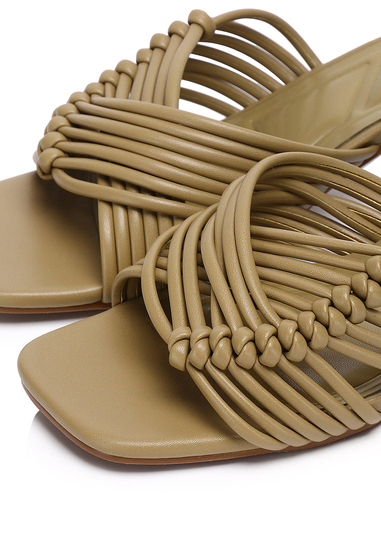 Aisha Open Toe Knotted Heels (Brown)