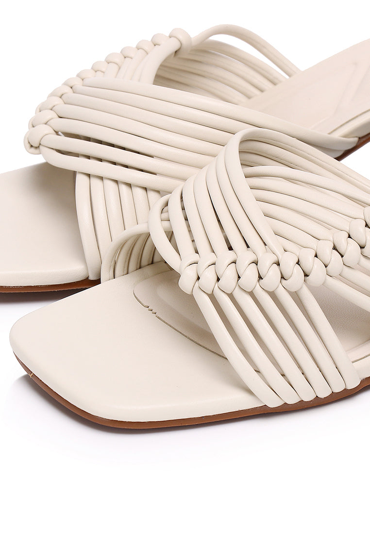 Aisha Open Toe Knotted Heels (Almond)