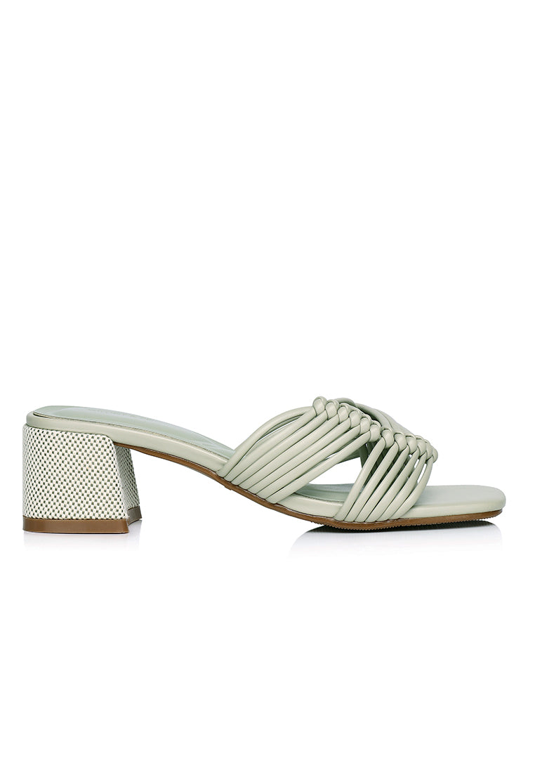 Aisha Open Toe Knotted Heels (Light Green)