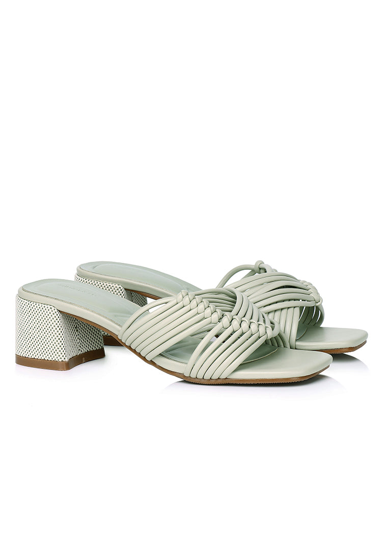 Aisha Open Toe Knotted Heels (Light Green)