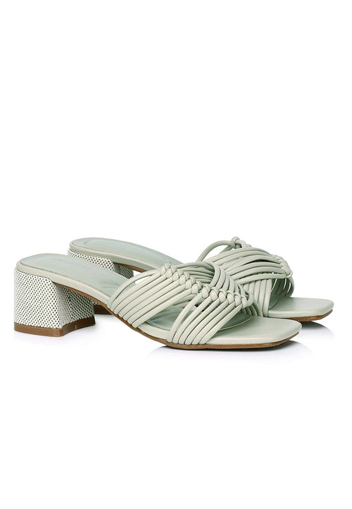 Aisha Open Toe Knotted Heels (Light Green)