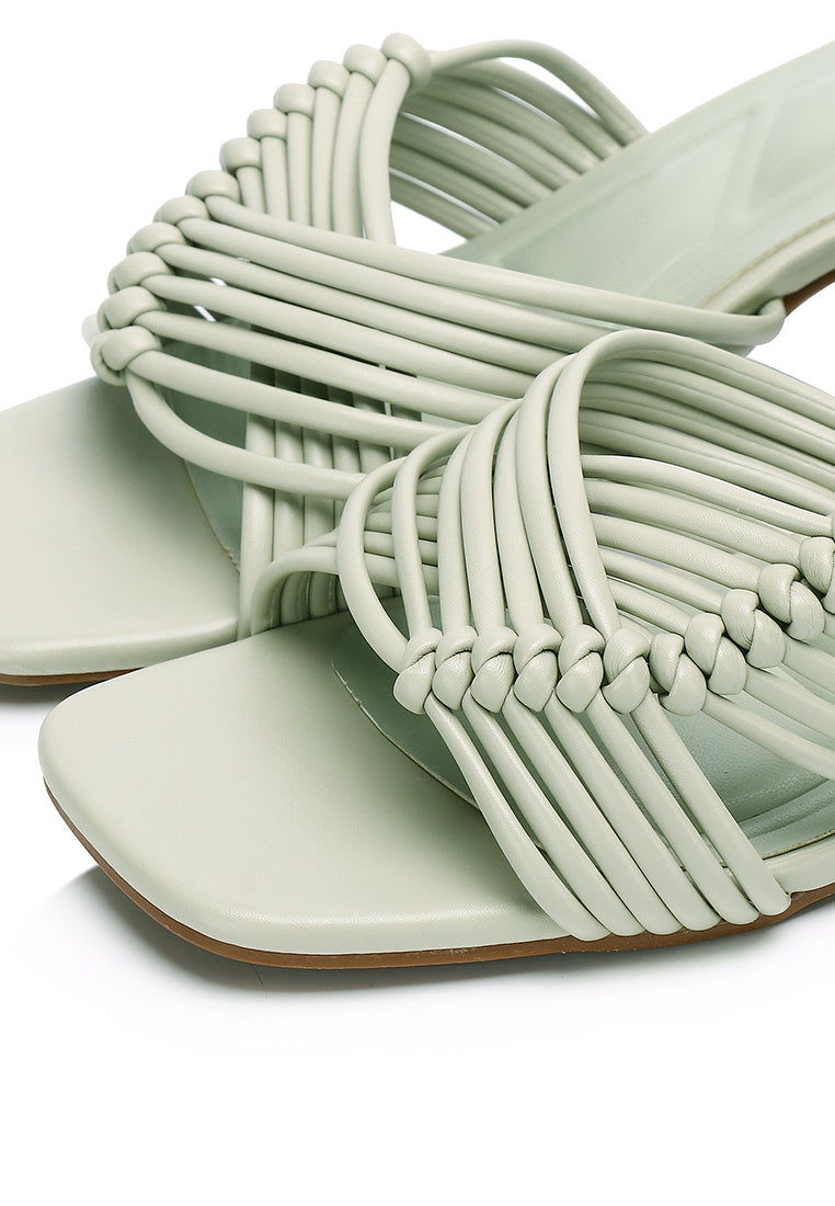 Aisha Open Toe Knotted Heels (Light Green)