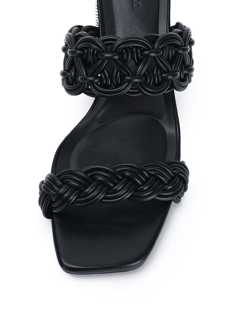 Mahia Braided Strap Heels (Black)