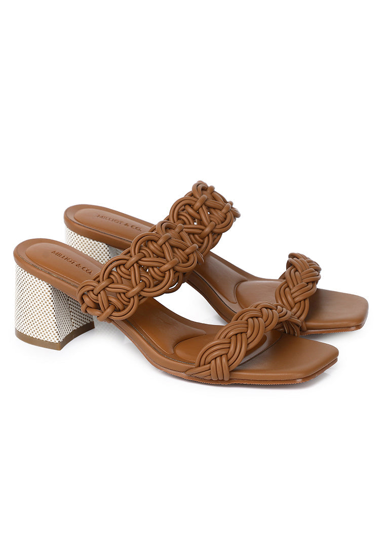 Mahia Braided Strap Heels (Brown)