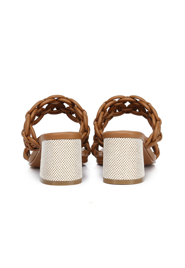 Mahia Braided Strap Heels (Brown)