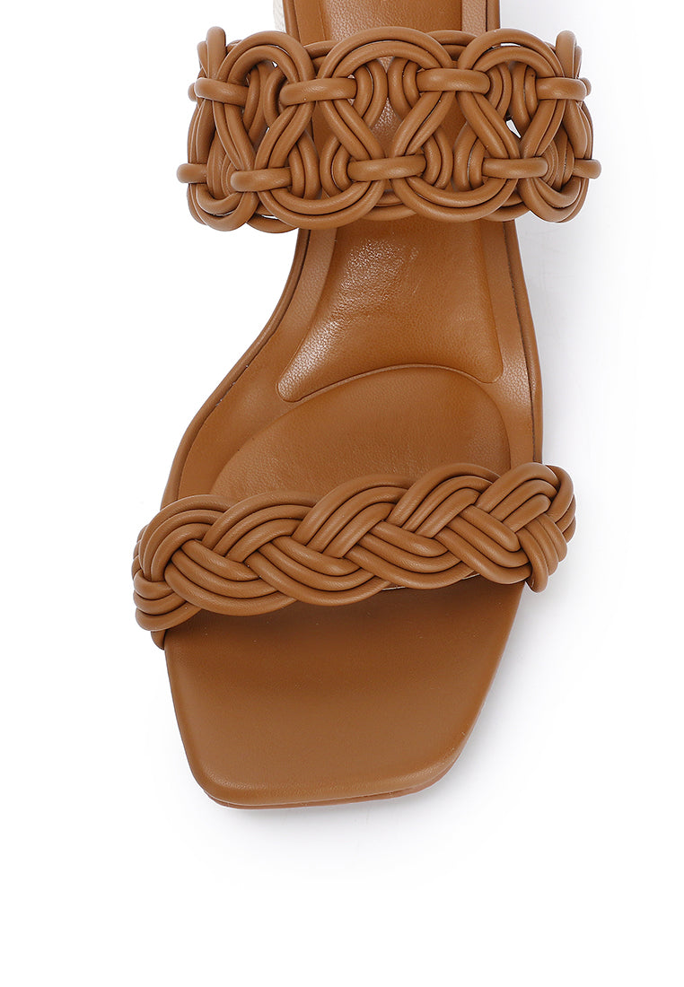 Mahia Braided Strap Heels (Brown)