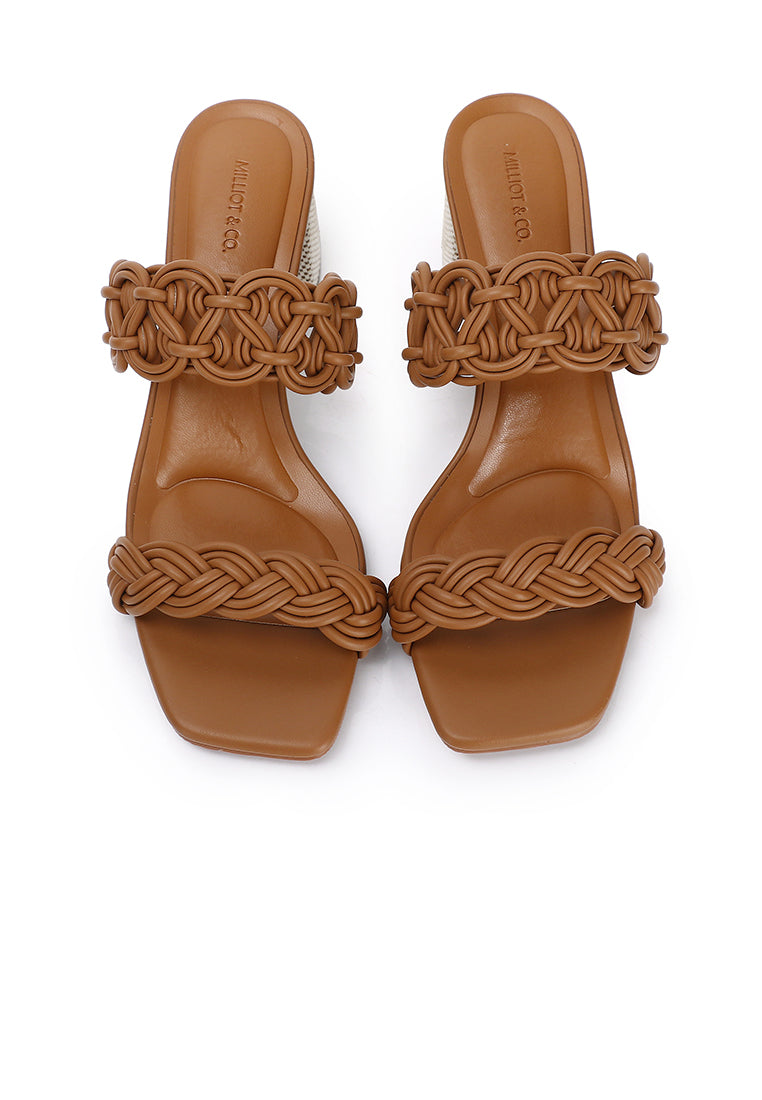 Mahia Braided Strap Heels (Brown)