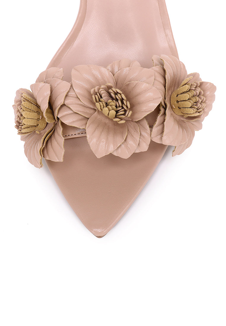 Dhia Pointed Toe Floral Heels (Nude)