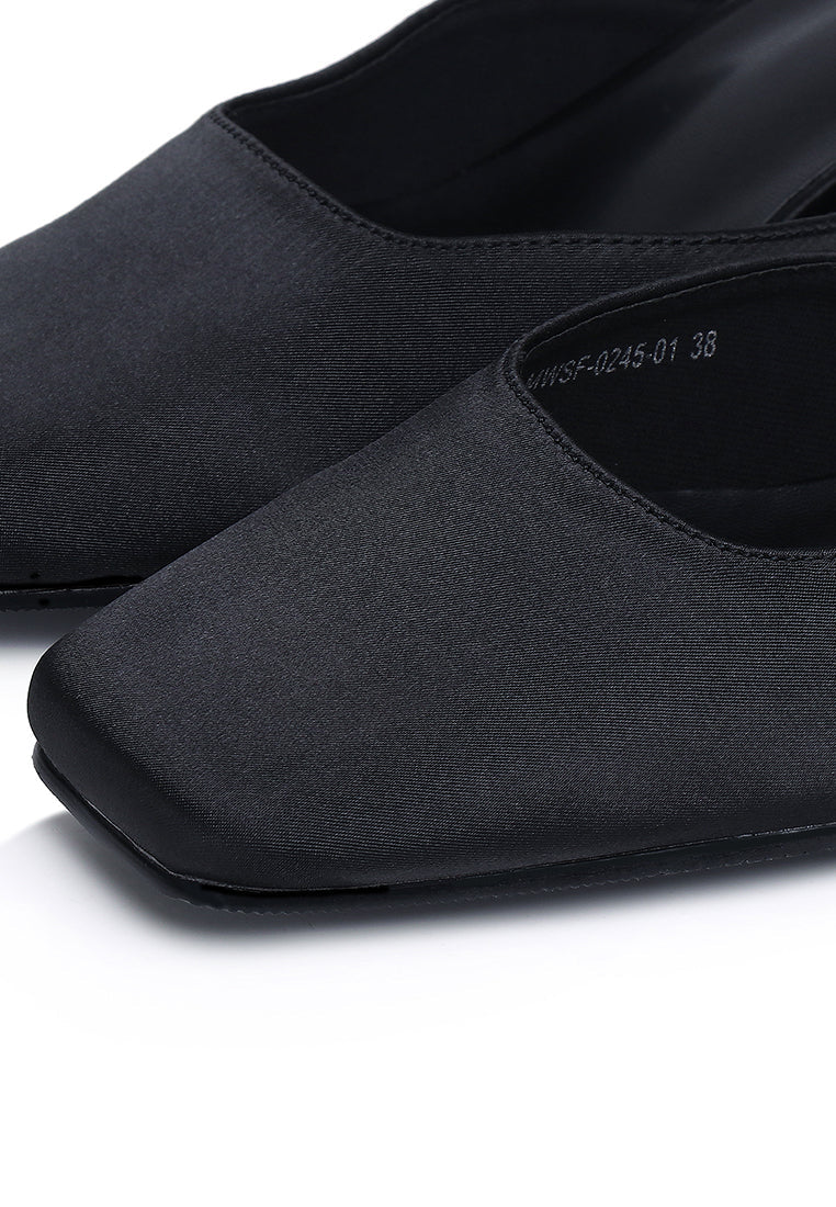 Seniya Square Toe Heels (Black)