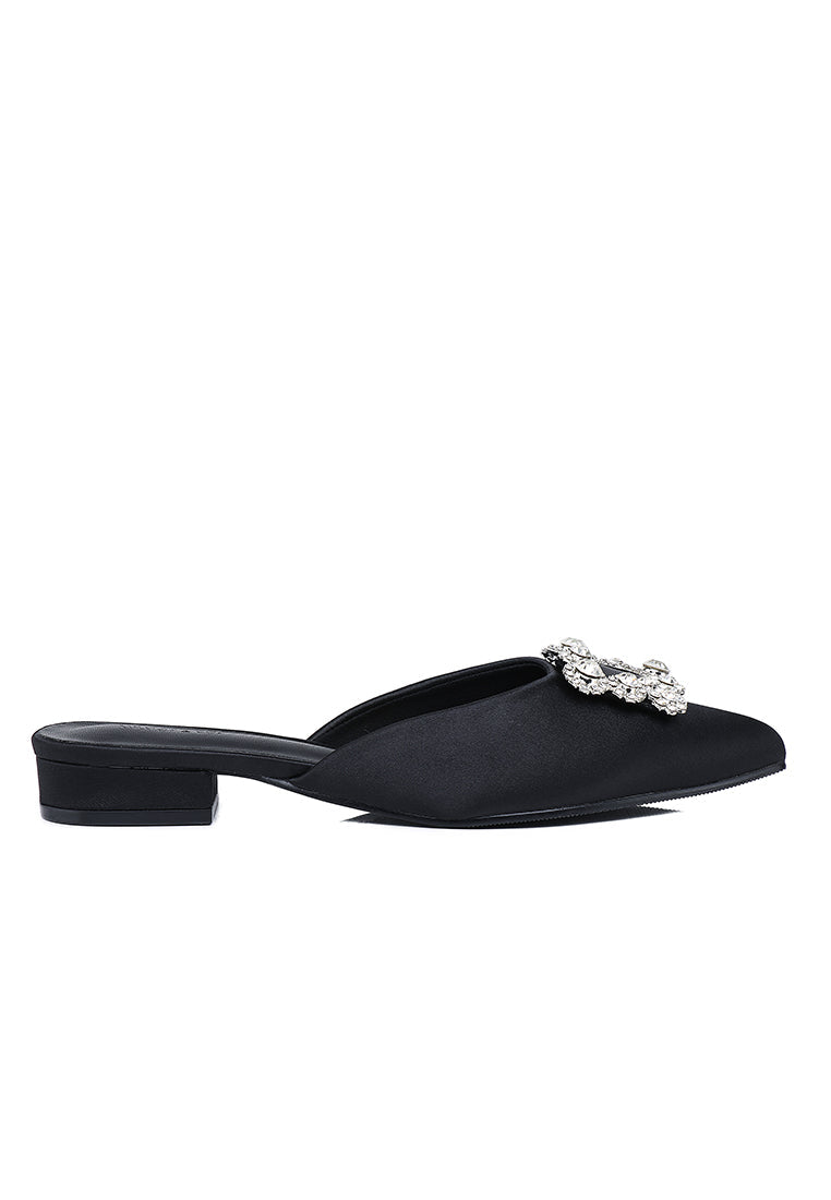 Doretta Embellishment Slip Ons Heels (Black)