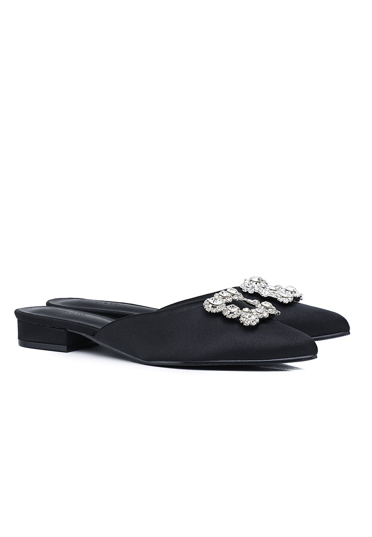 Doretta Embellishment Slip Ons Heels (Black)