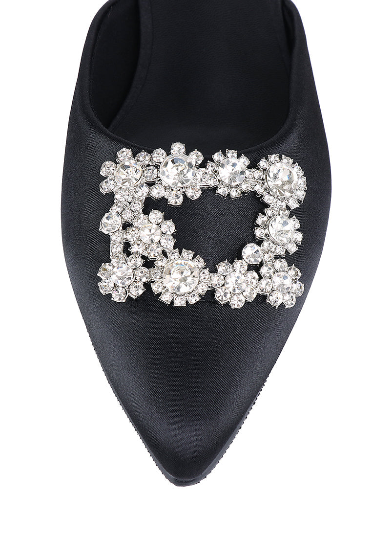 Doretta Embellishment Slip Ons Heels (Black)