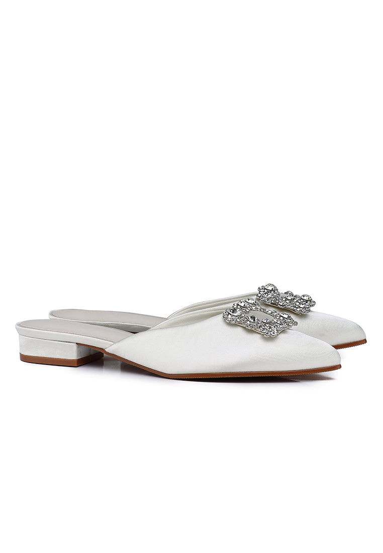 Doretta Embellishment Slip Ons Heels (White)