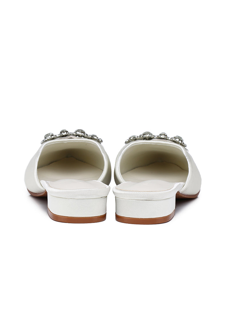 Doretta Embellishment Slip Ons Heels (White)