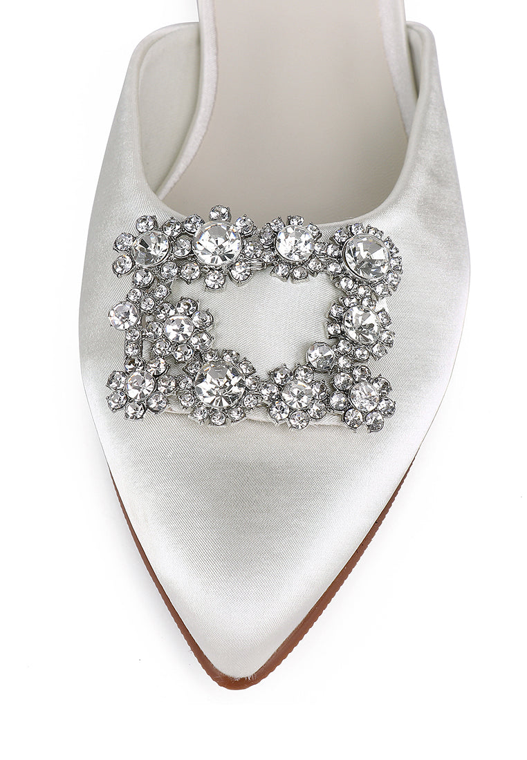 Doretta Embellishment Slip Ons Heels (White)
