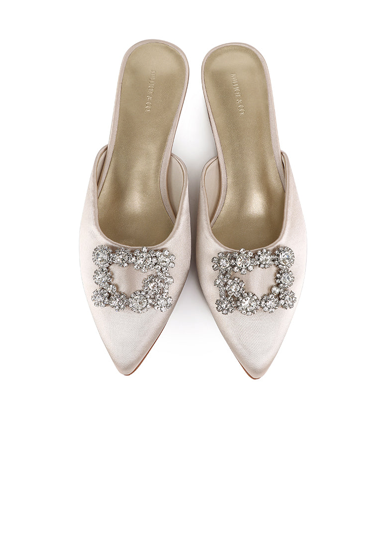 Doretta Embellishment Slip Ons Heels (Gold)