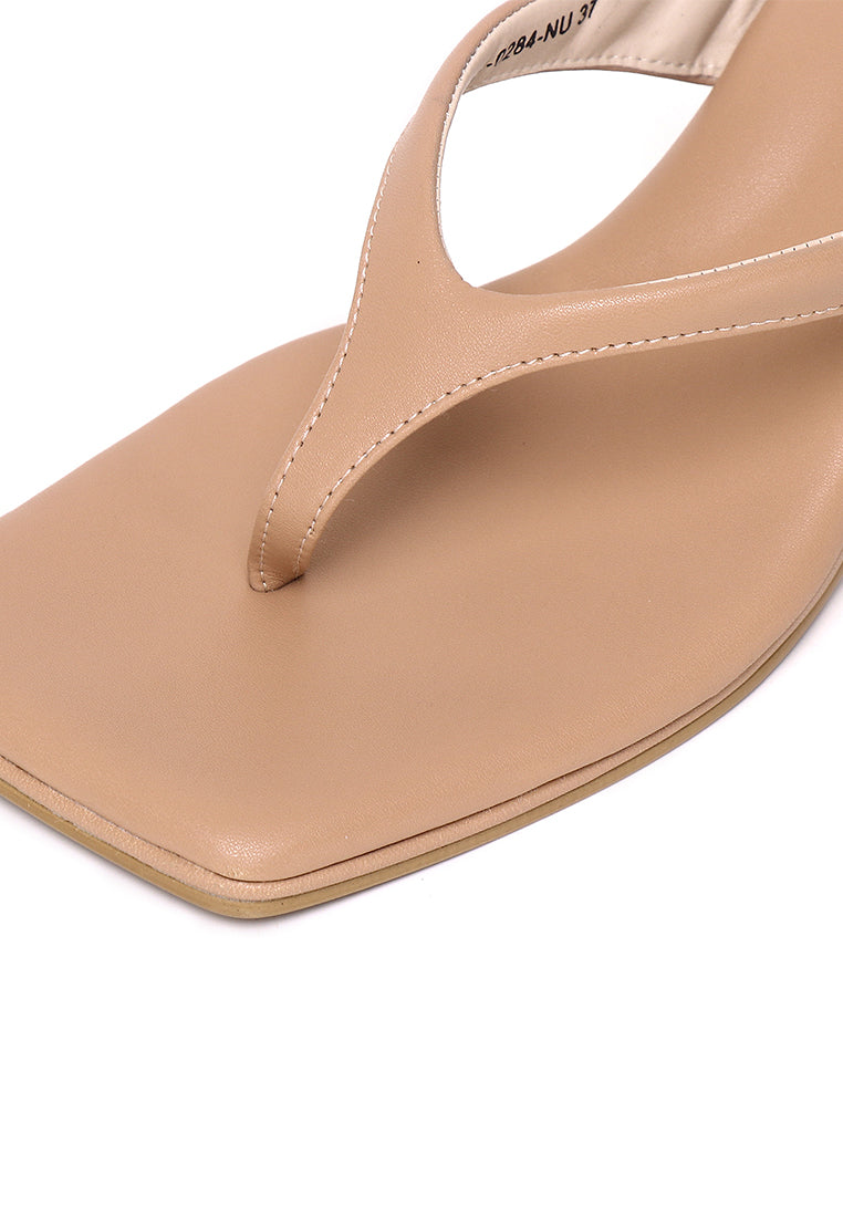 Zenya Thong Heels Sandals (Nude)