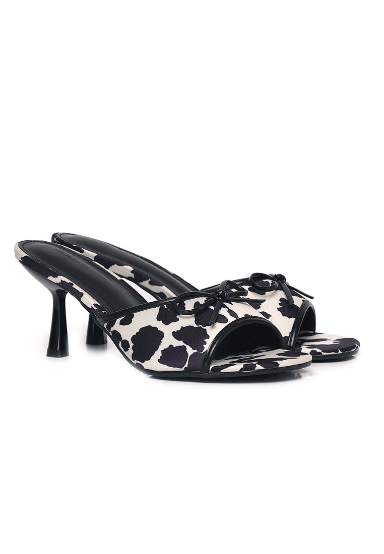Anastasia Cow Print Heels (Black)