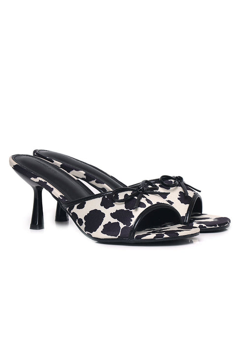 Anastasia Cow Print Heels (Black)